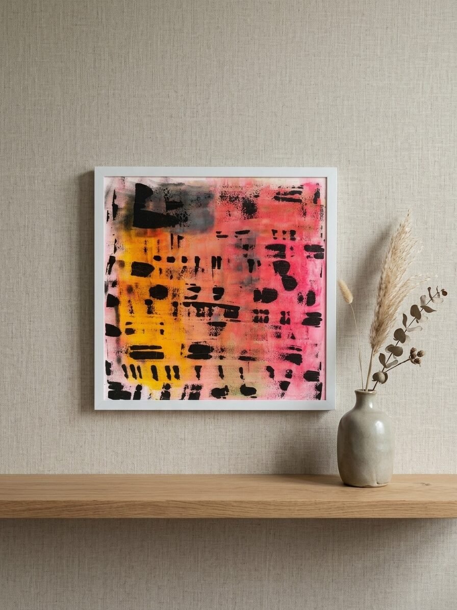 Vibrant Rhythm modern abstract canvas wall art with bold colorful brushstrokes for contemporary home décor.