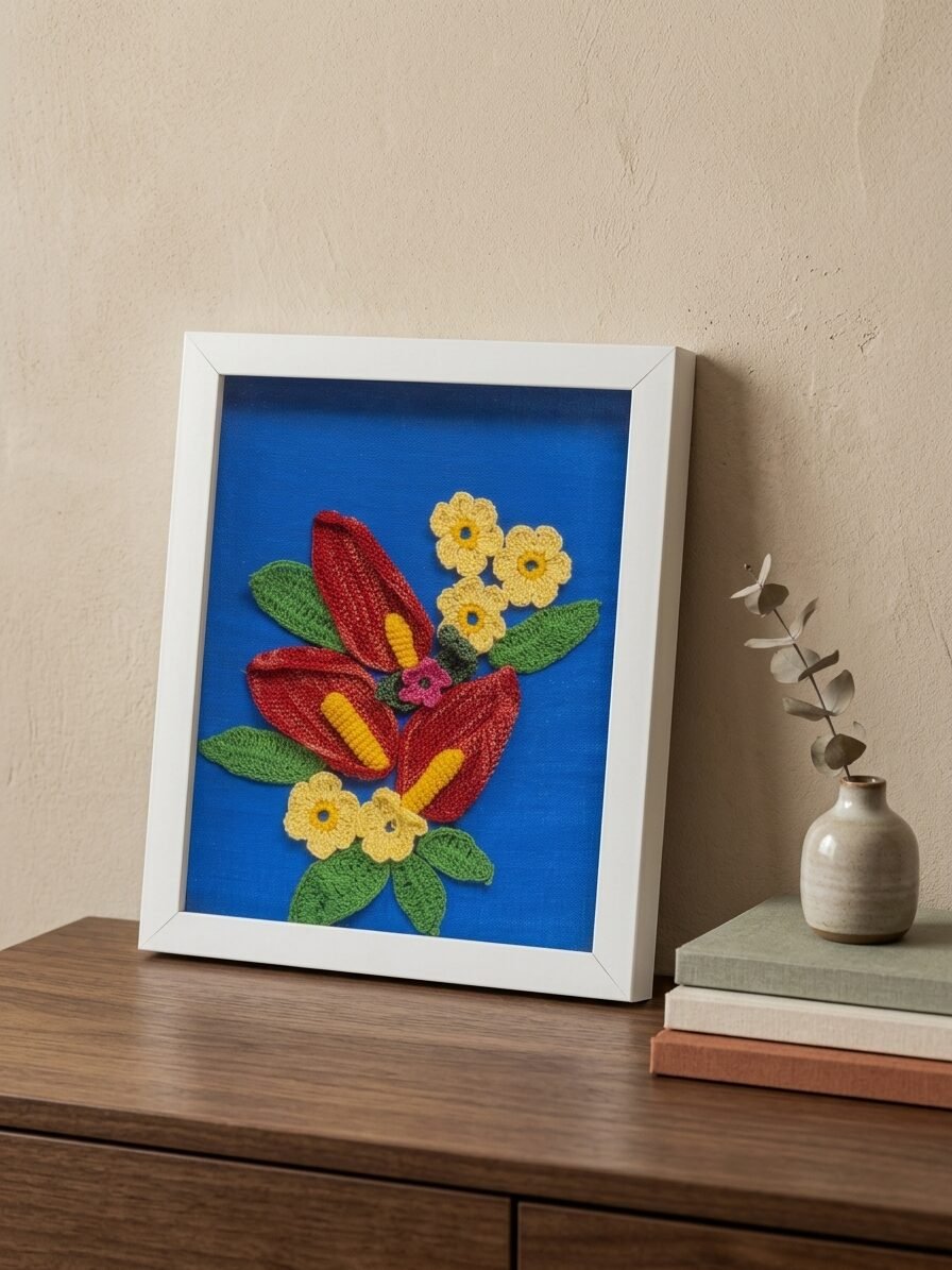 Creative botanical illustration featuring tropical plants and elegant flower elements