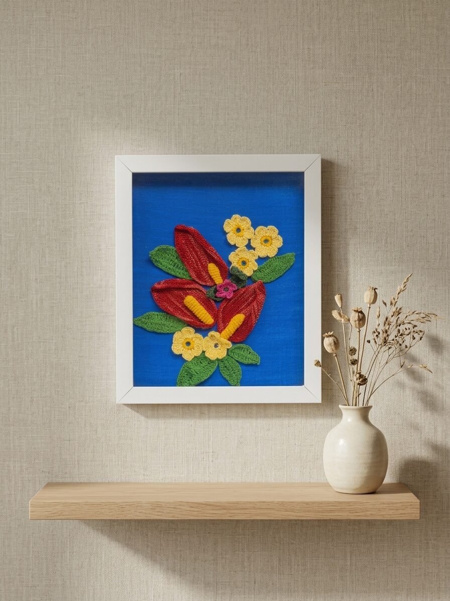 Anthurium and Daisy artwork featuring tropical flowers, daisy blooms, and botanical details