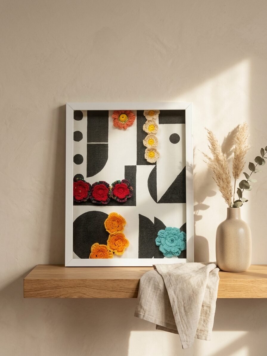Abstract artwork featuring modern shapes, colors, textures, and creative artistic details