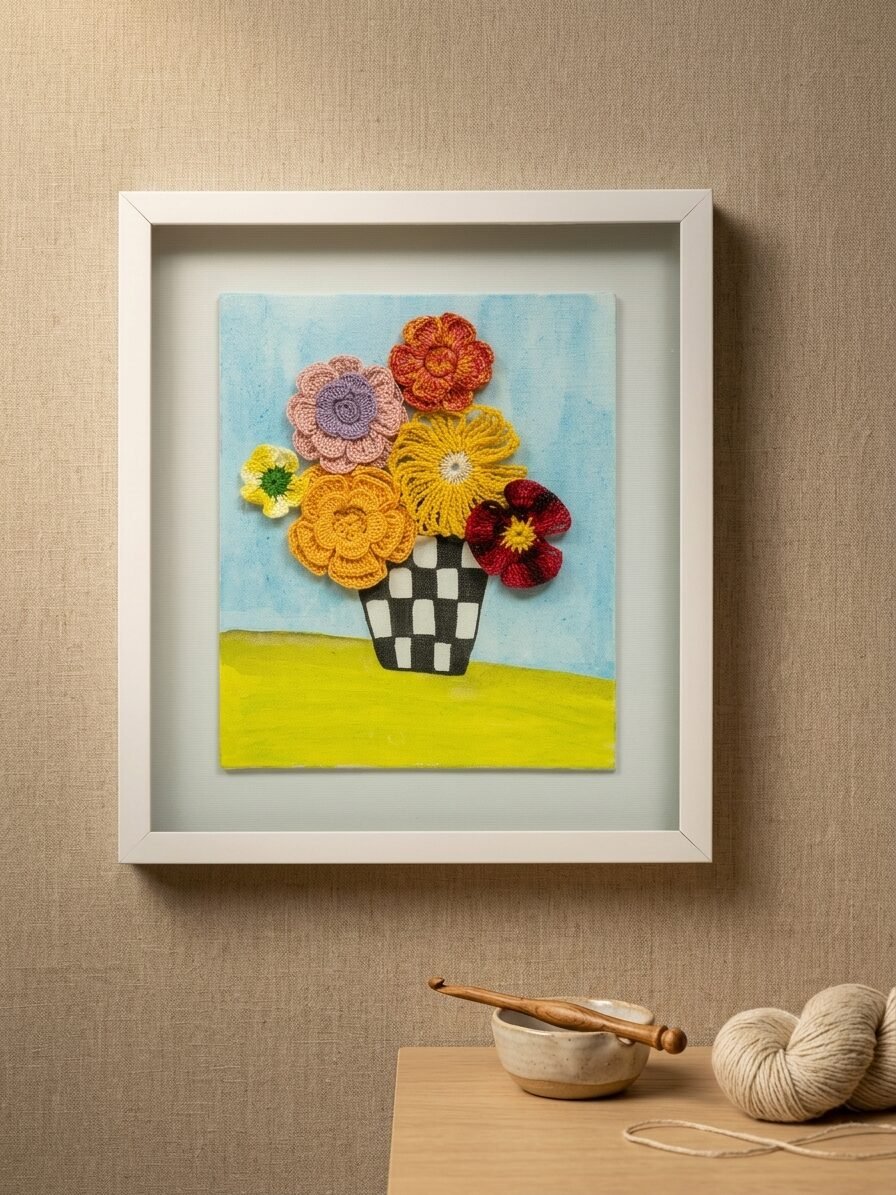 Bloom and Brush Crochet Wall Art