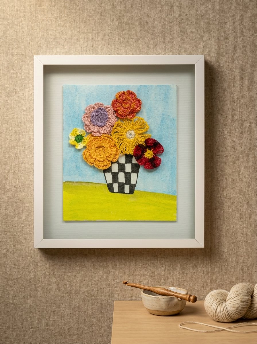 Bloom and Brush Crochet Wall Art