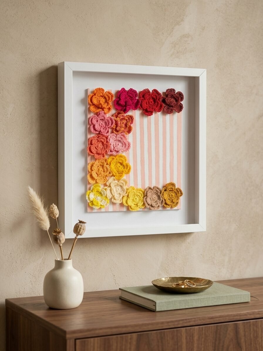 Handmade floral artwork showcasing gradient colors and blooming botanical elements