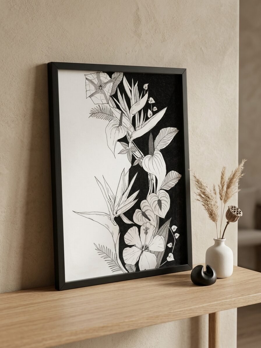 Creative nature illustration featuring botanical forms and harmonious designs