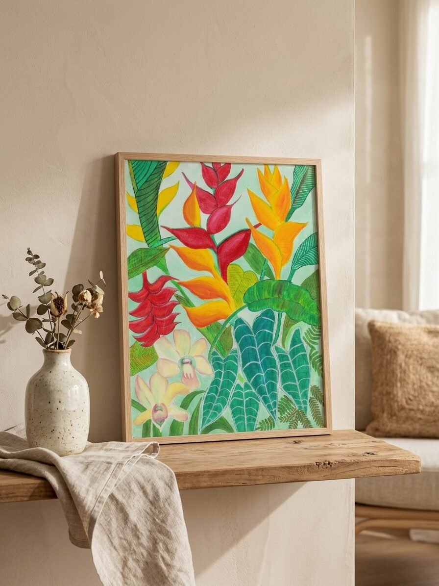 Botanical Paradise artwork featuring flowers, plants, leaves, and nature inspired artistic details