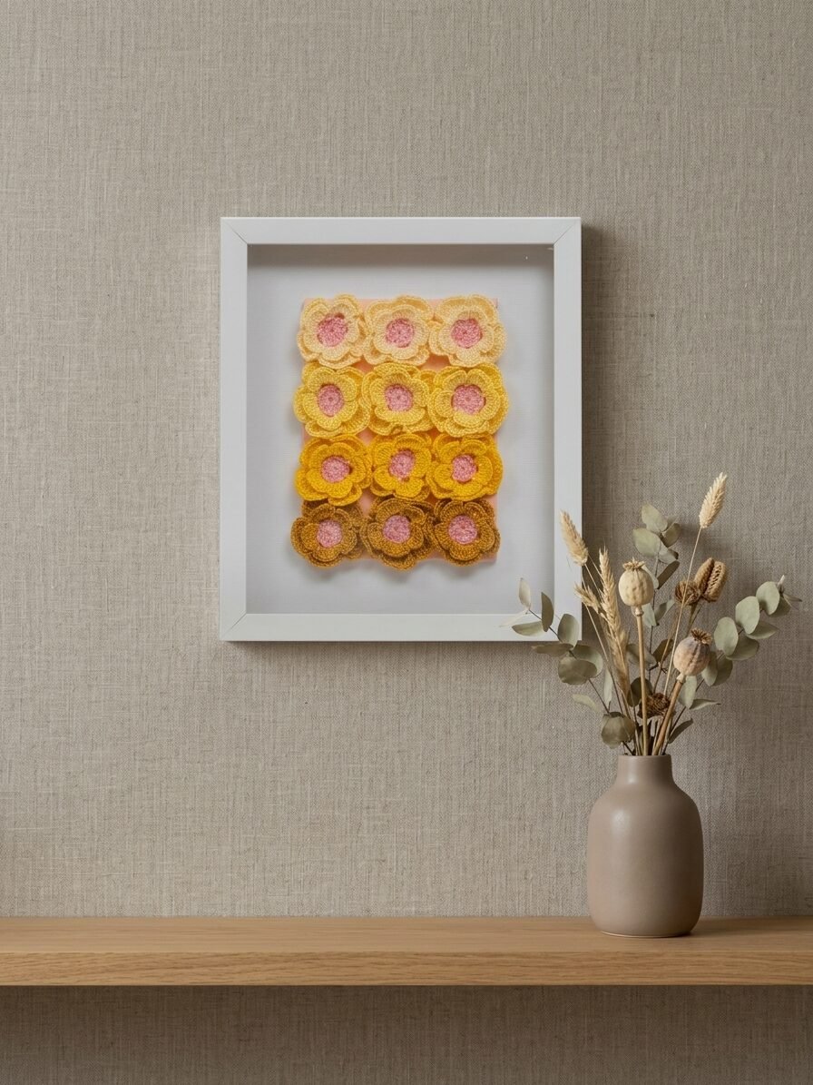 Handmade buttercup flower artwork showcasing golden blooms and natural beauty