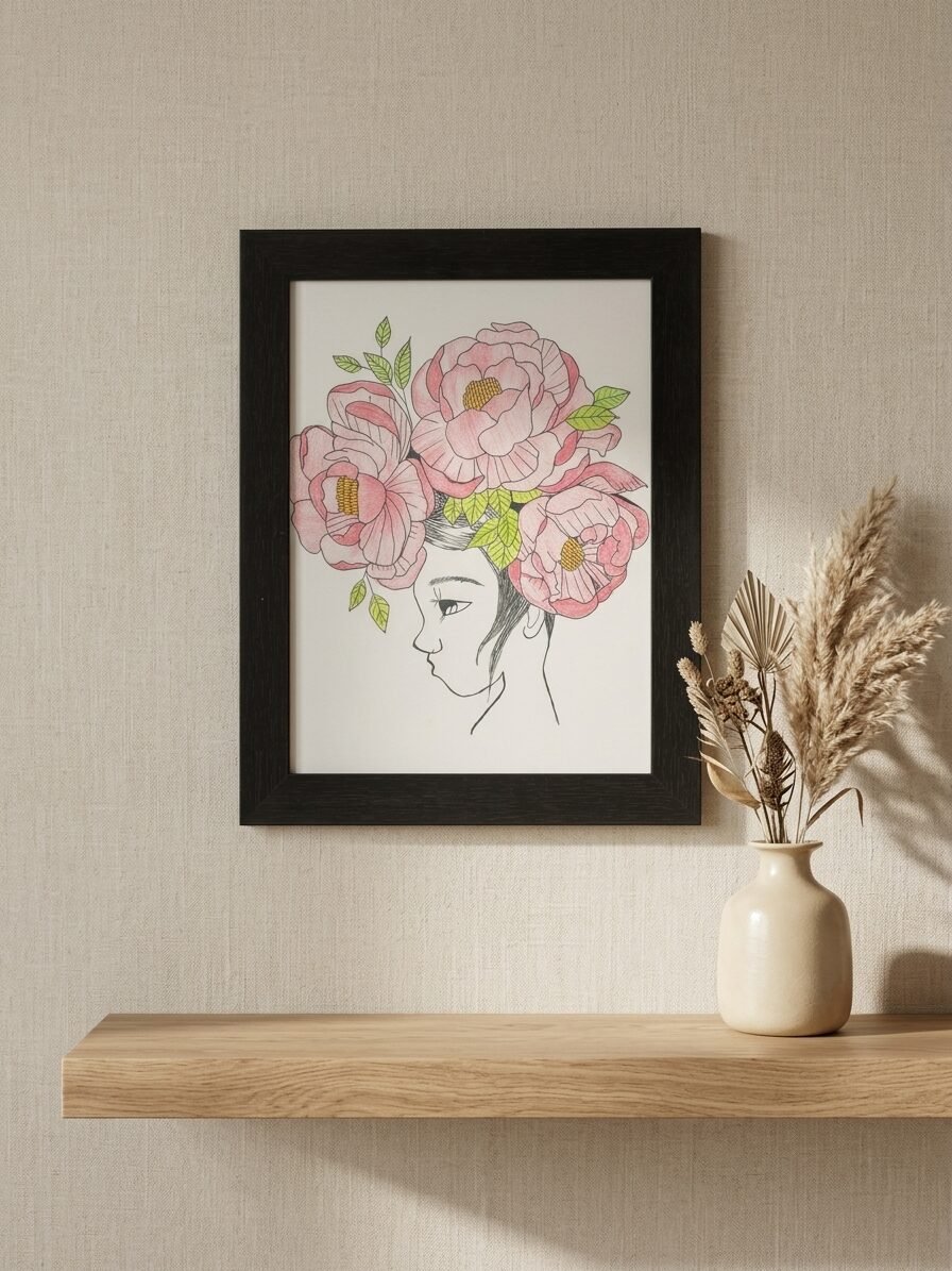 Handmade floral artwork showcasing flowers, natural beauty, and creative expression