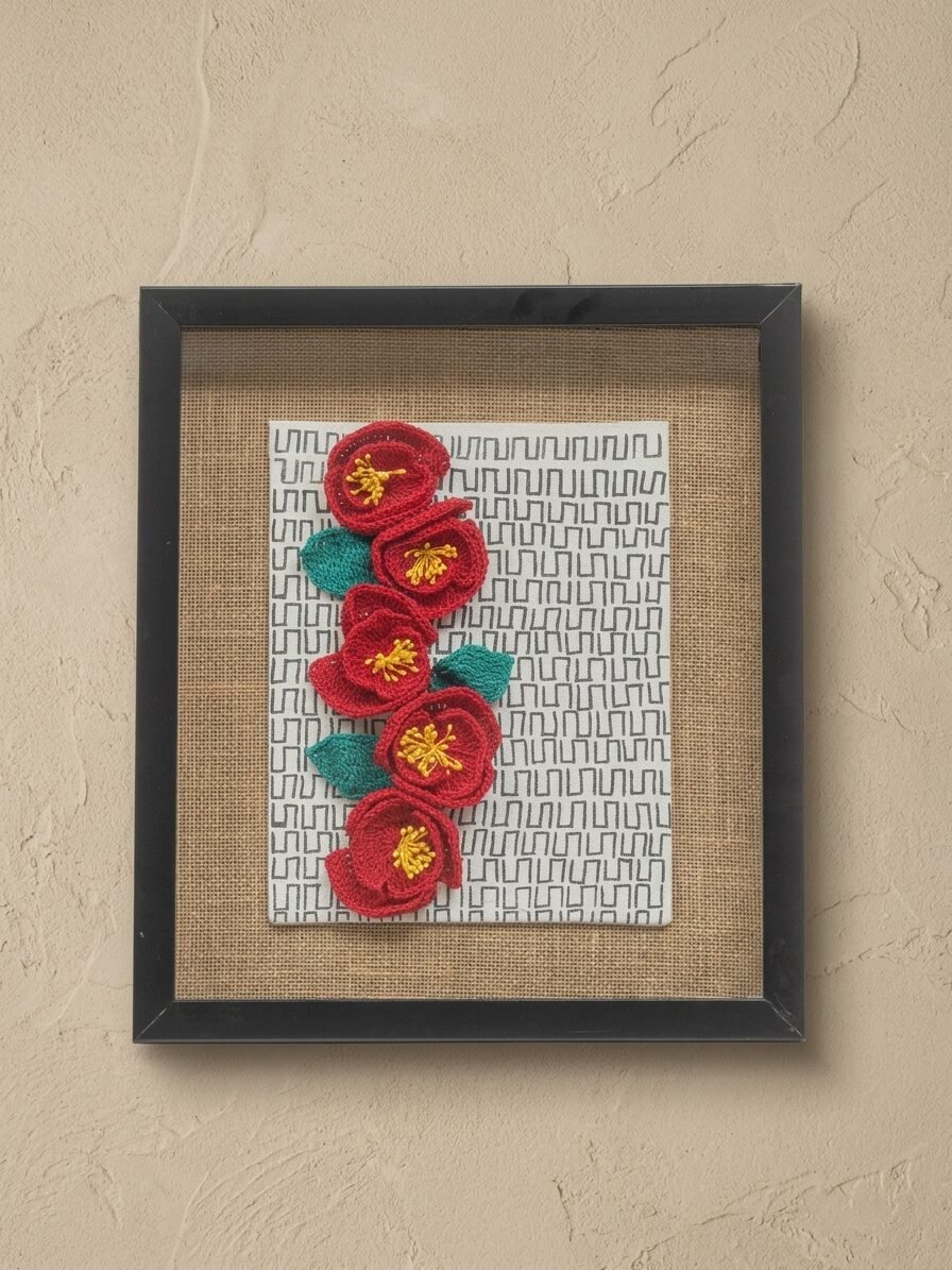 Crimsona Crochet Floral Wall Art by Lilium and Loft