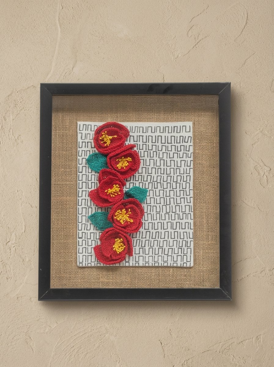 Crimsona Crochet Floral Wall Art by Lilium and Loft