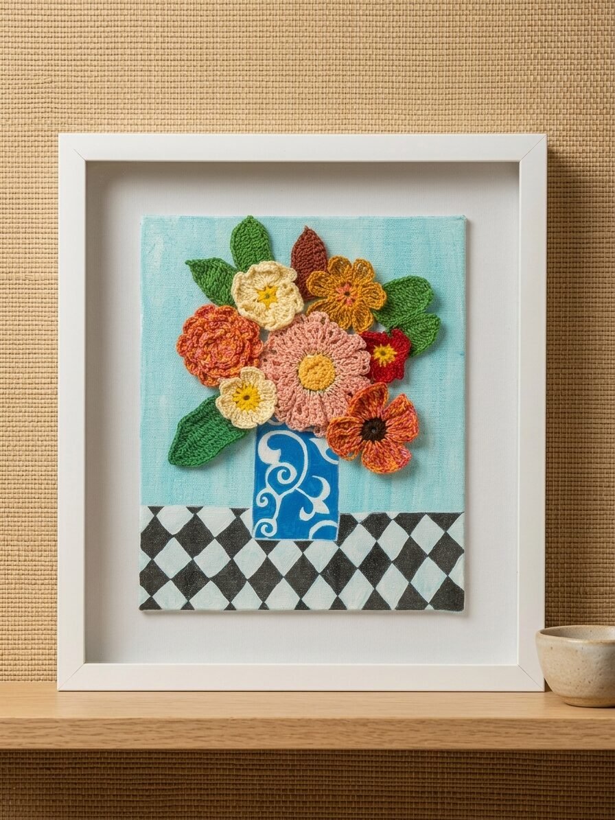 Canvas in Bloom Crochet Floral Wall Art by Lilium and Loft