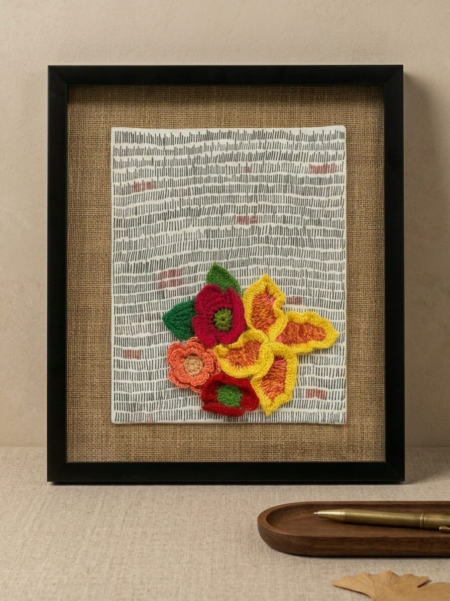 Doodle Flowers Crochet Wall Art