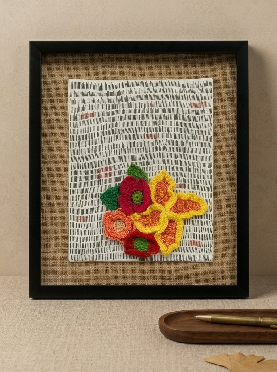 Doodle Flowers Crochet Wall Art