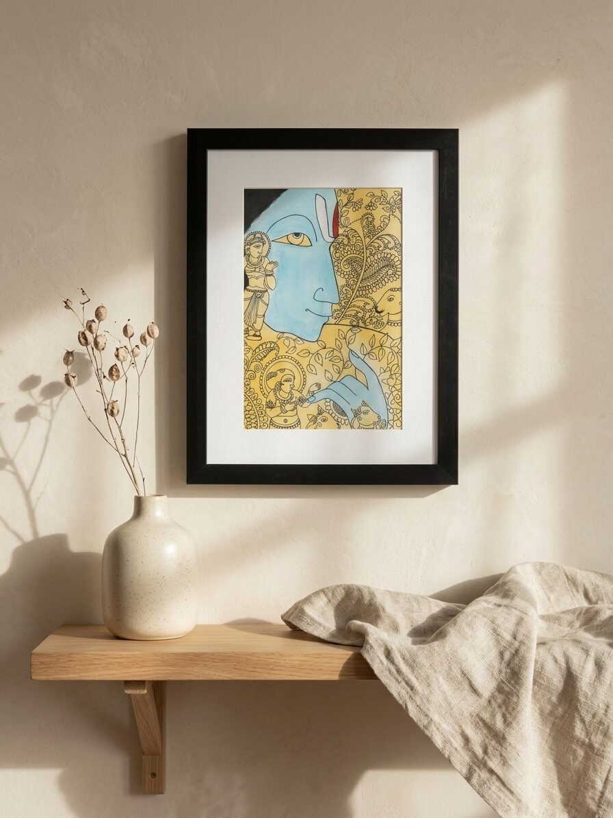 Doodle Vishnu artwork featuring Lord Vishnu, traditional Indian elements, and creative line art details