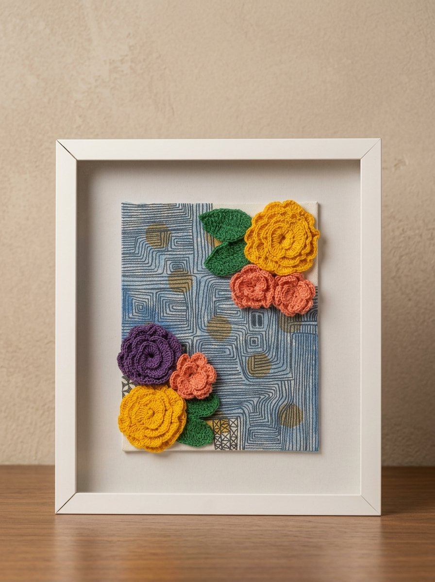 Doodle Flowers Crochet Wall Art