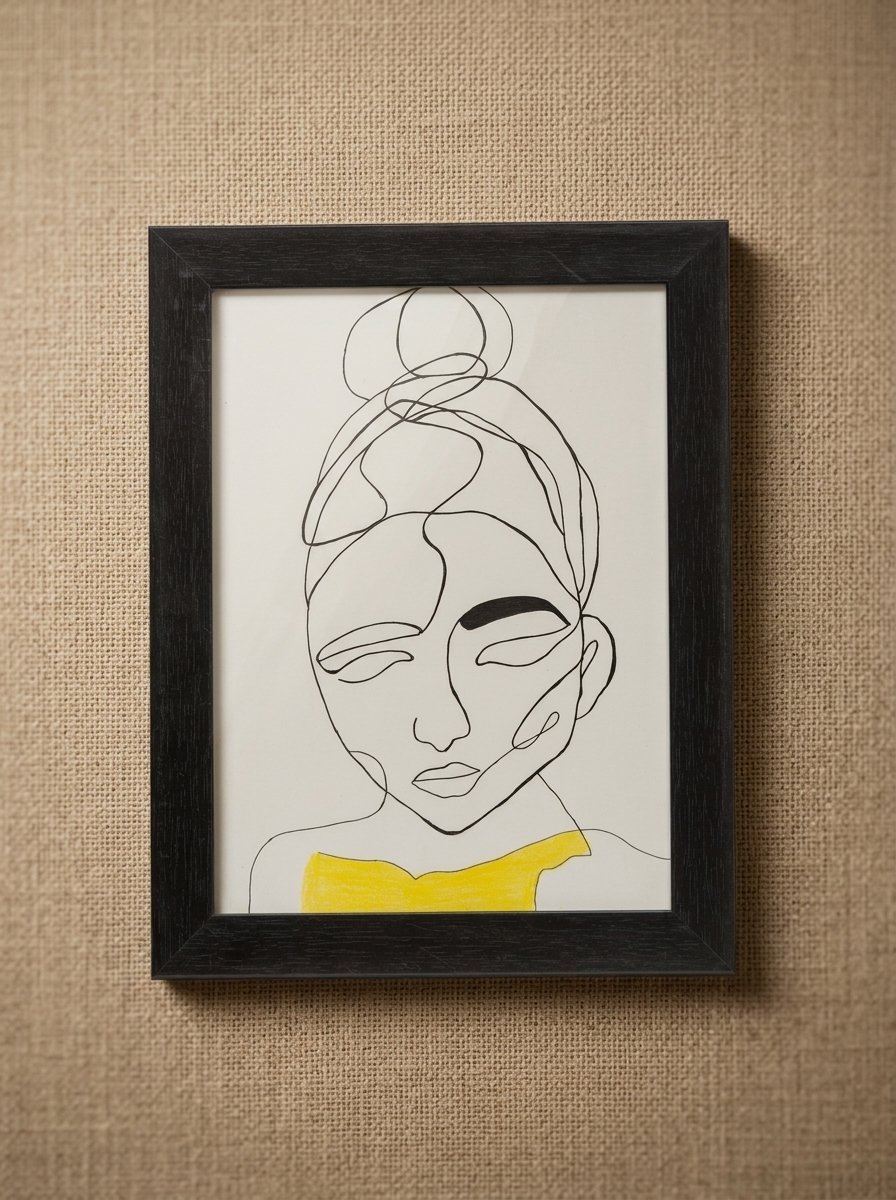 Doodle Lady handcrafted minimalist one line portrait wall art by Lilium and Loft