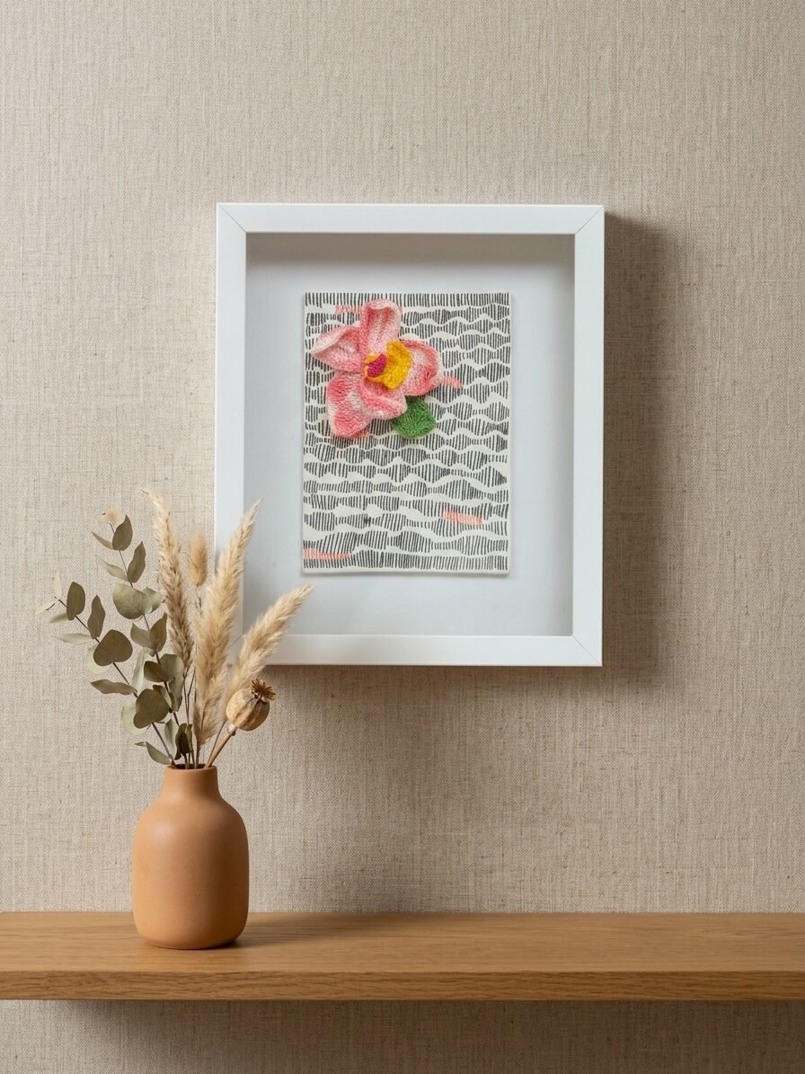 Handmade orchid illustration showcasing elegant blooms and artistic doodle designs