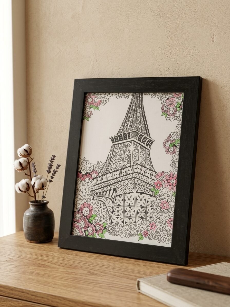 Creative Eiffel Tower illustration representing French culture and city beauty