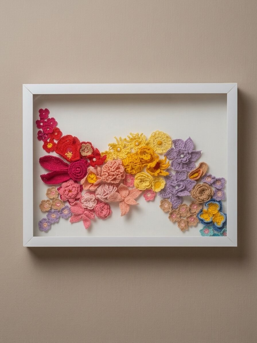 Floral Cascade Crochet Wall Art