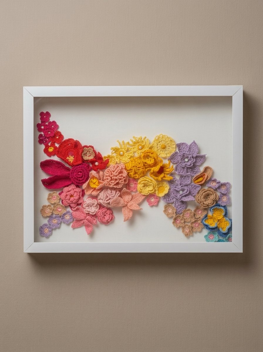 Floral Cascade Crochet Wall Art
