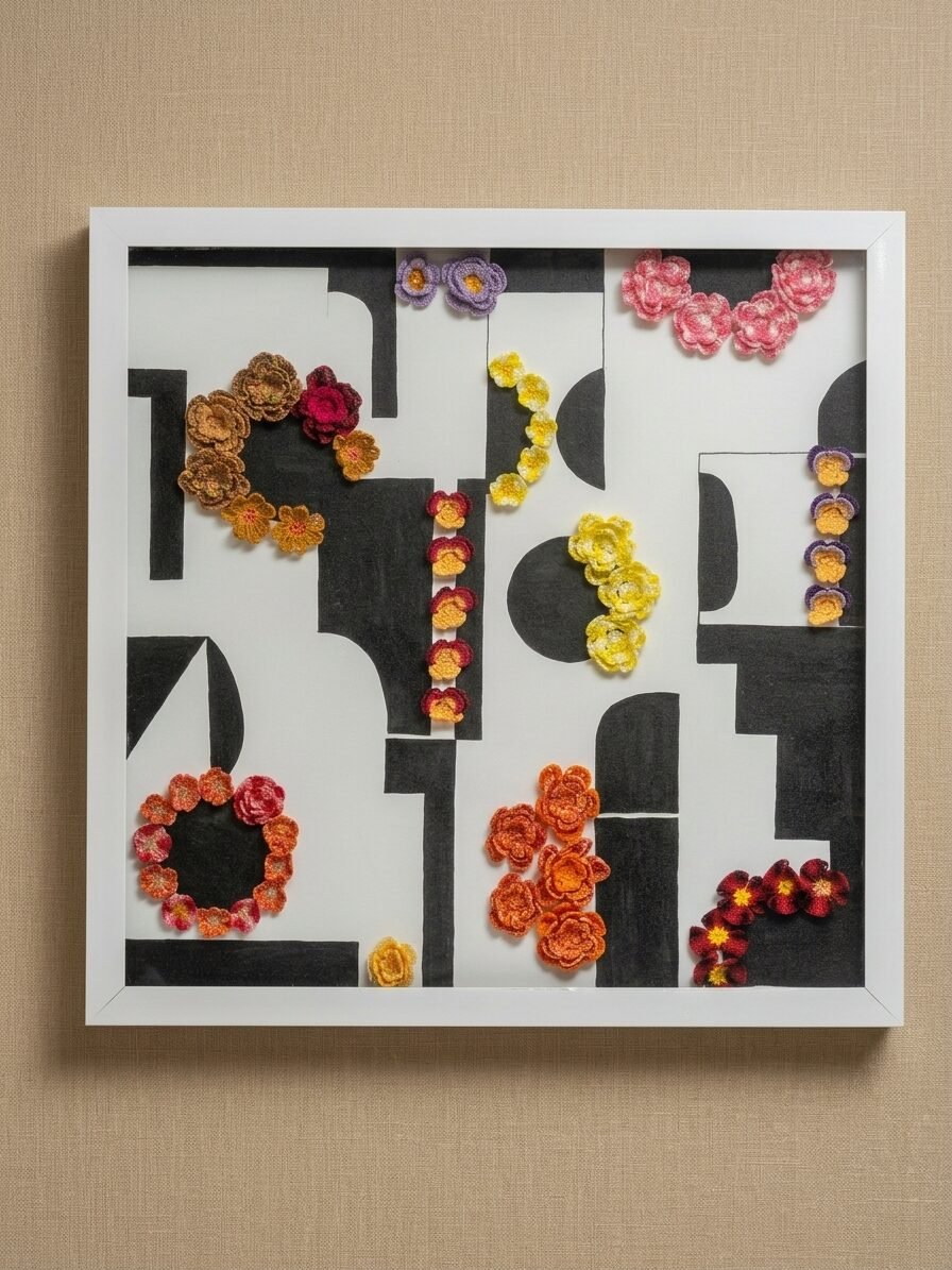 Floral Geometry Crochet Wall Art