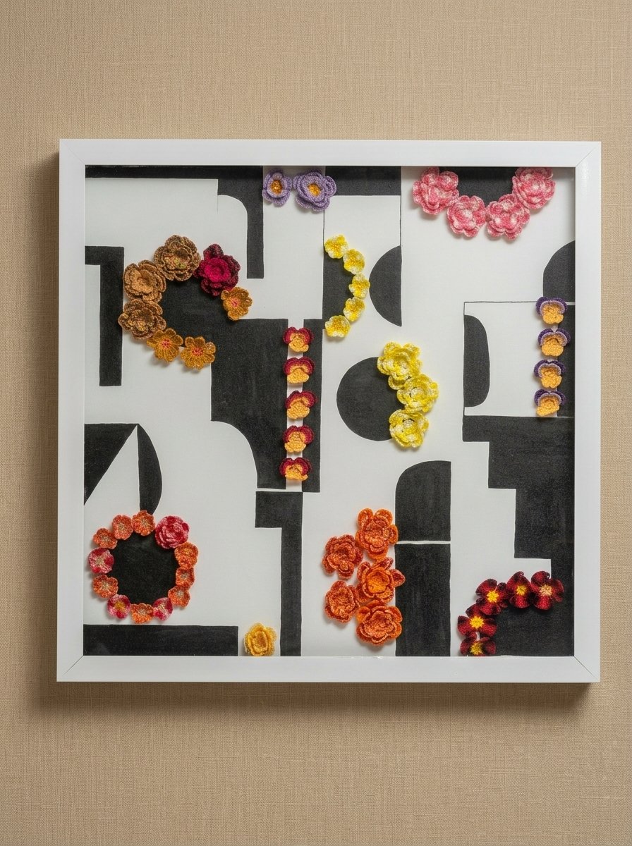 Floral Geometry Crochet Wall Art