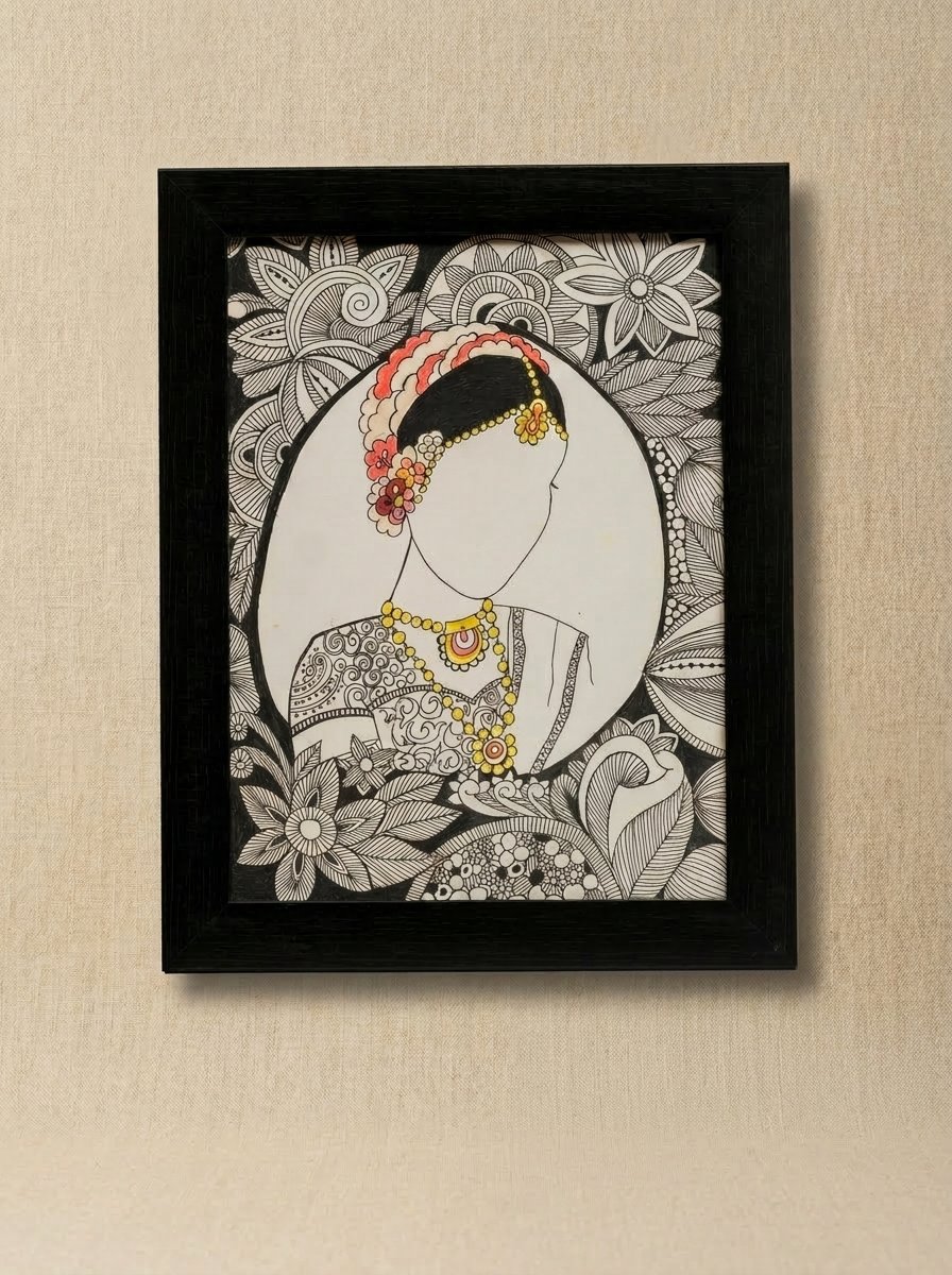 Faceless Queen Wall Art handcrafted Indian-inspired framed artwork by Lilium and Loft