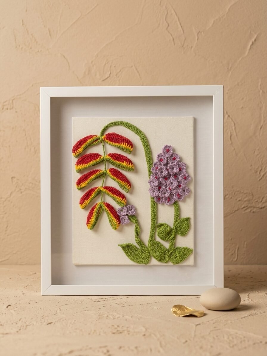 Heliconia Crochet Wall Art