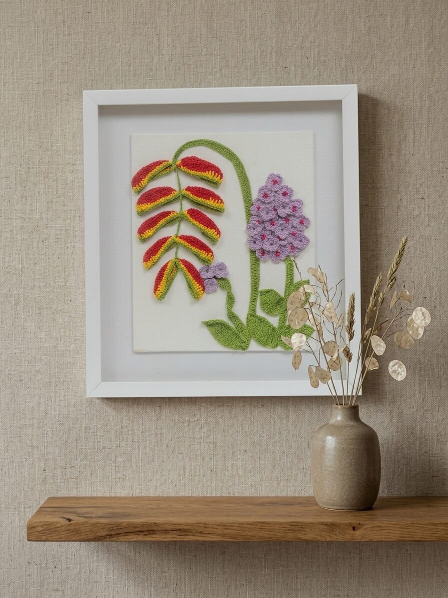 Handmade Heliconia flower artwork showcasing exotic blooms and natural beauty