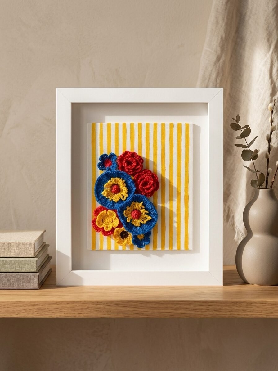 Handmade floral artwork showcasing indigo petals and botanical beauty
