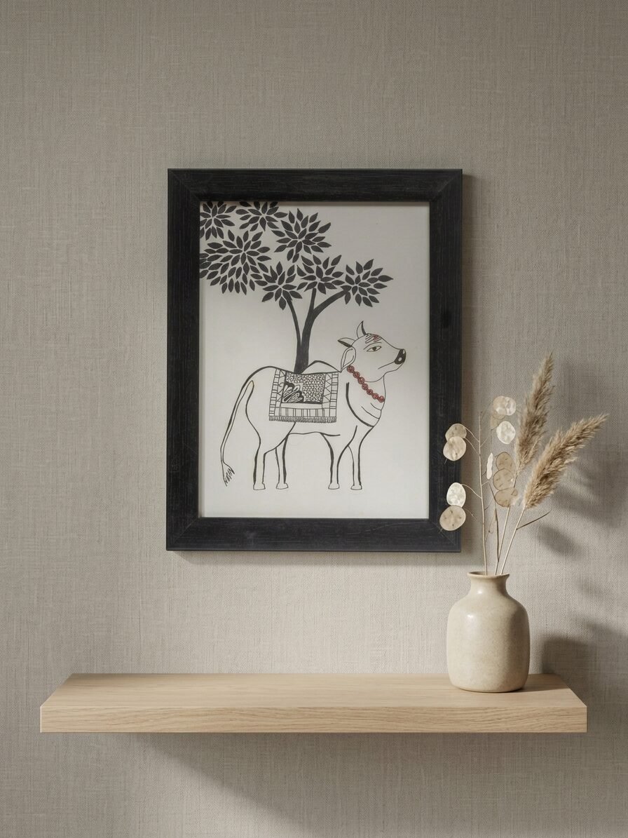 Sacred Nandi Bull Artwork Inspired by Indian Tradition