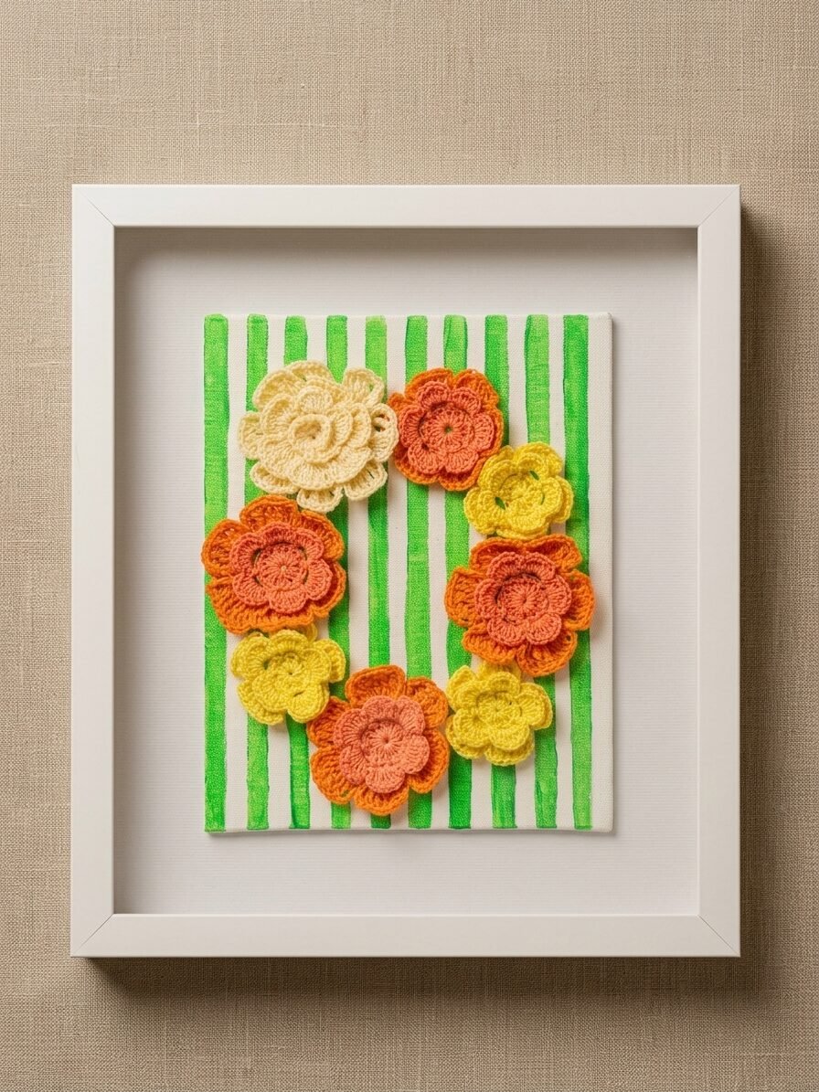 Oval Flower Crochet Wall Art