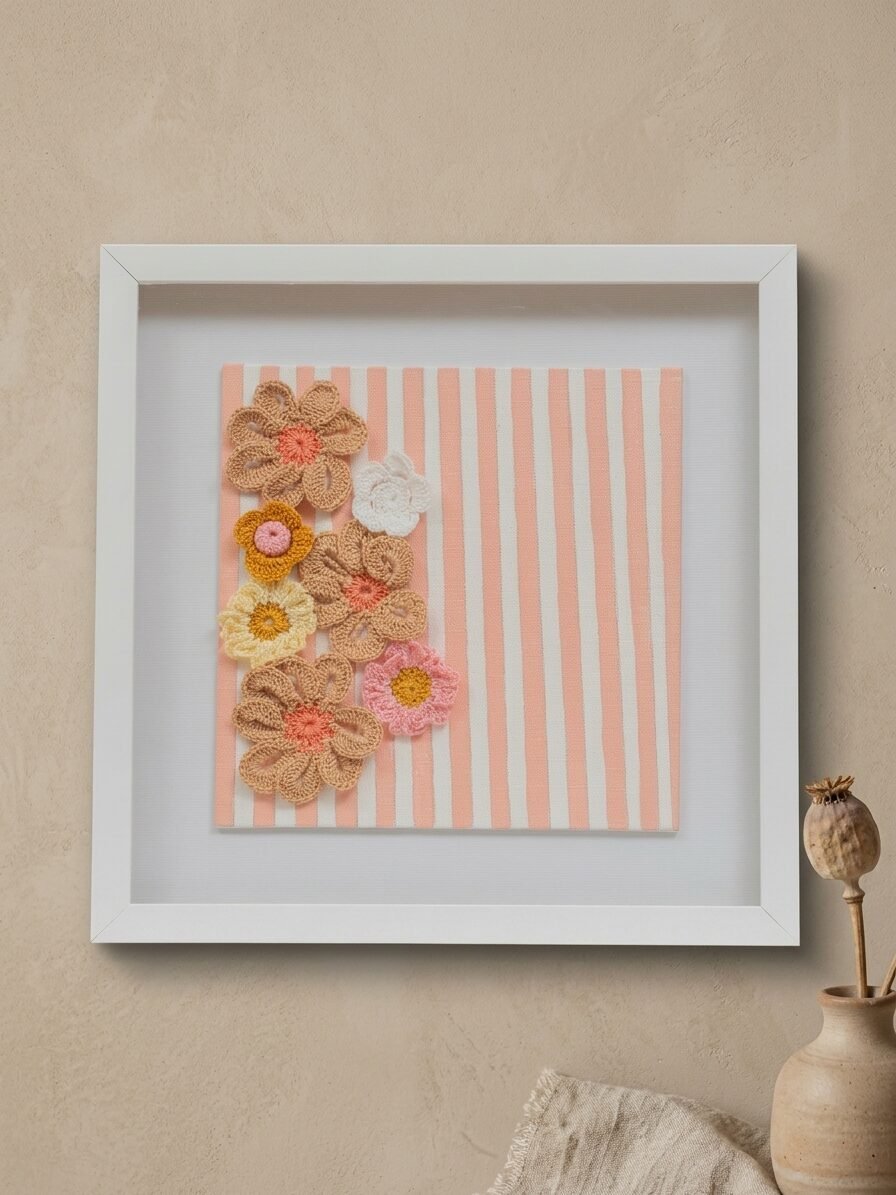 Peach Blossom Crochet Wall Art