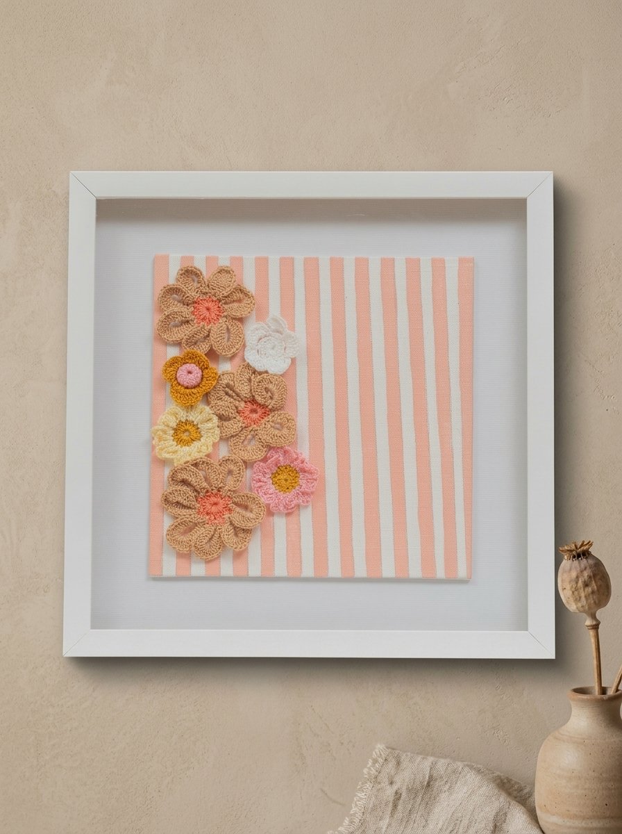 Peach Blossom Crochet Wall Art
