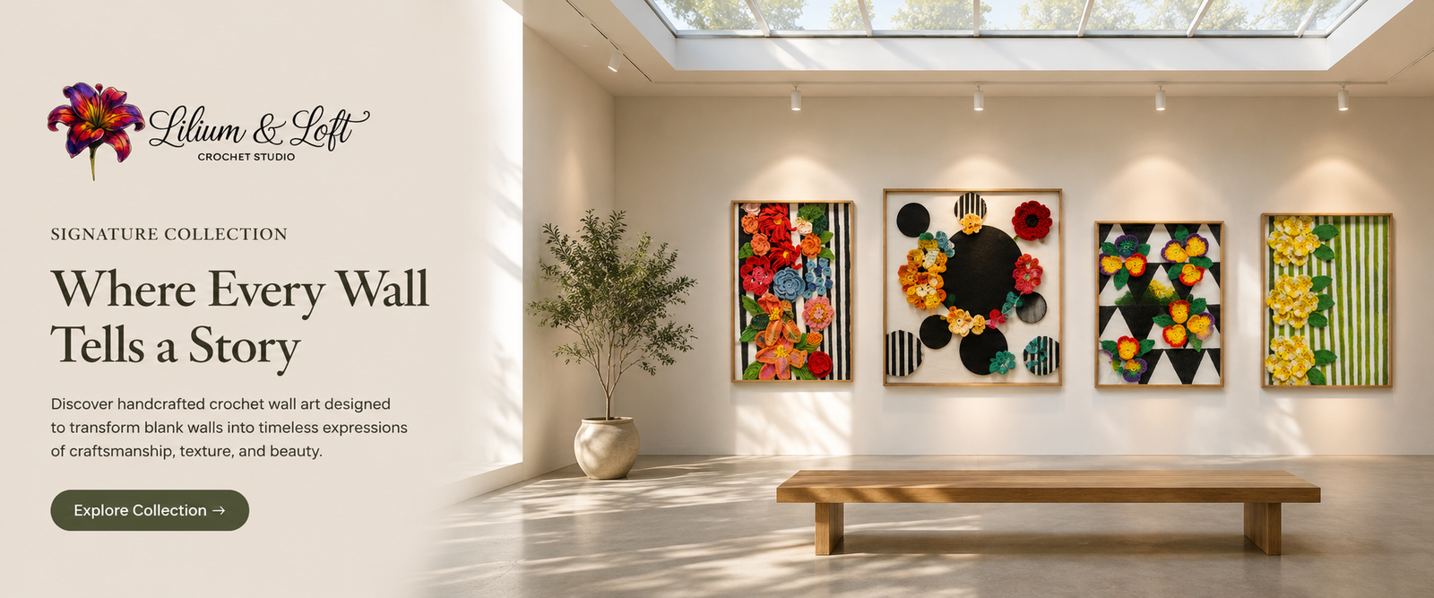 Modern website banner showcasing illustrated artwork inspired by nature, culture, and artistic creativity.