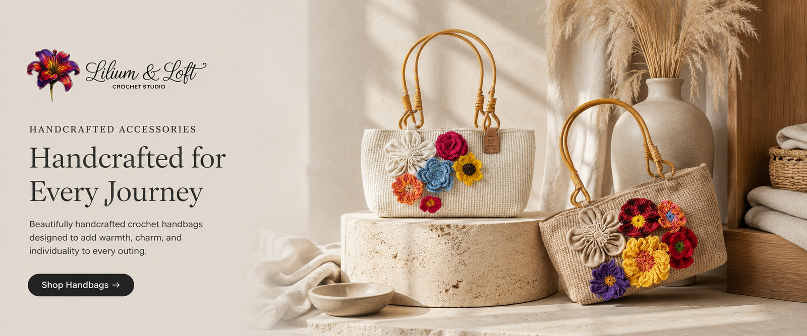 Handcrafted crochet handbag made with premium cotton yarn, perfect for everyday use and stylish fashion.