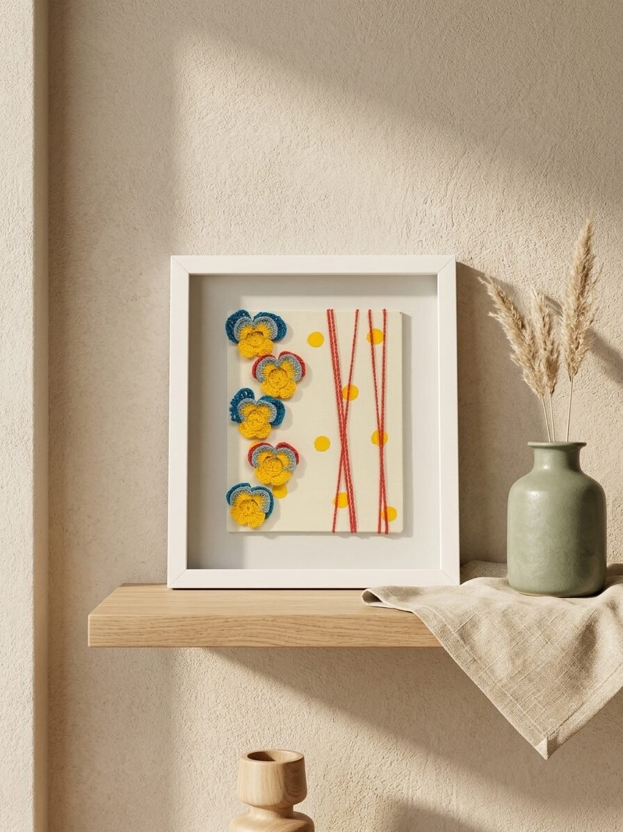Handmade pansy flower artwork showcasing delicate petals and natural beauty