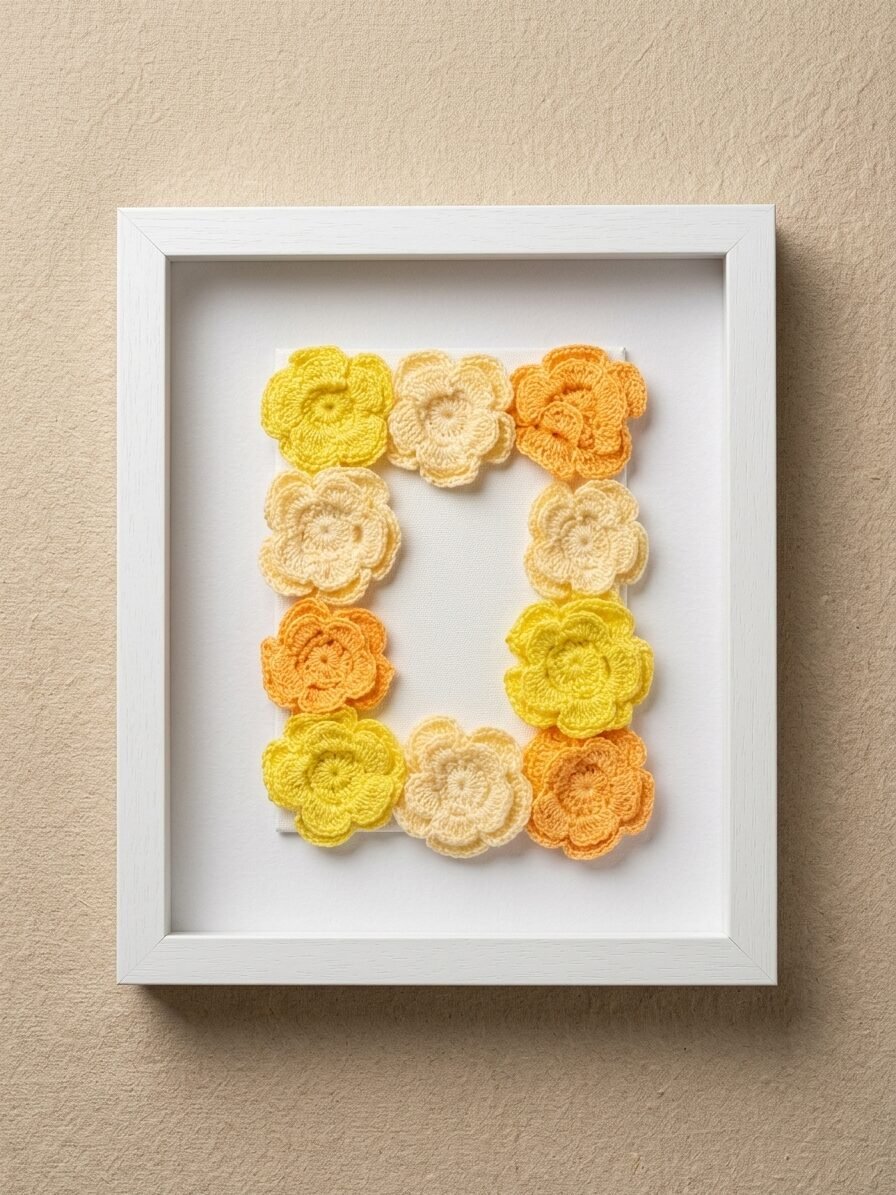 Photo Frame Flowers Crochet Wall Art