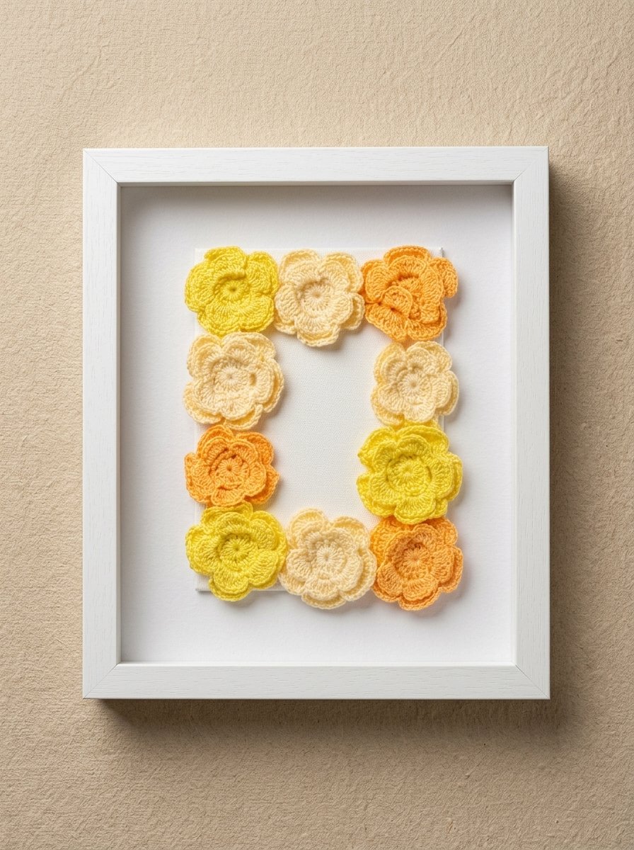 Photo Frame Flowers Crochet Wall Art