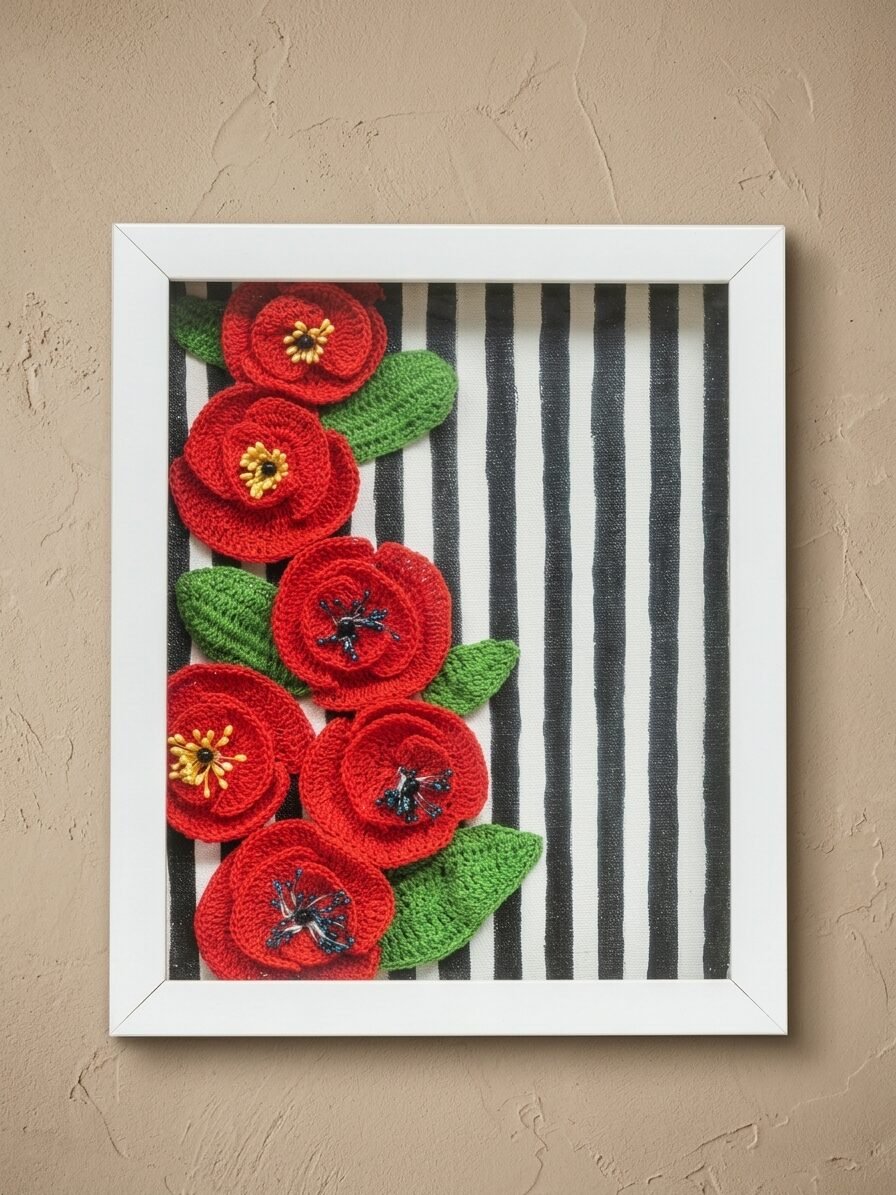 Botanical artwork with colorful poppy flowers and elegant artistic expression