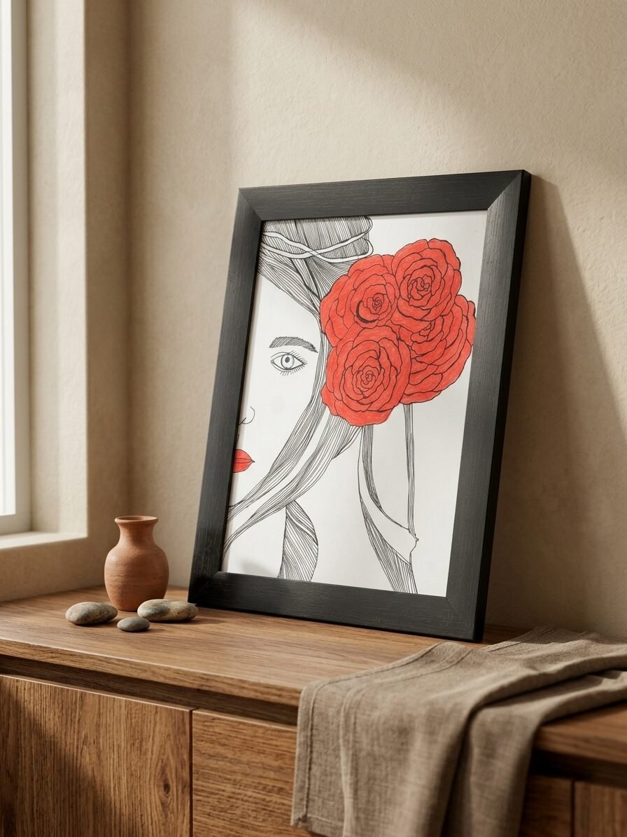 Creative female illustration featuring bold colors and modern artistic expression