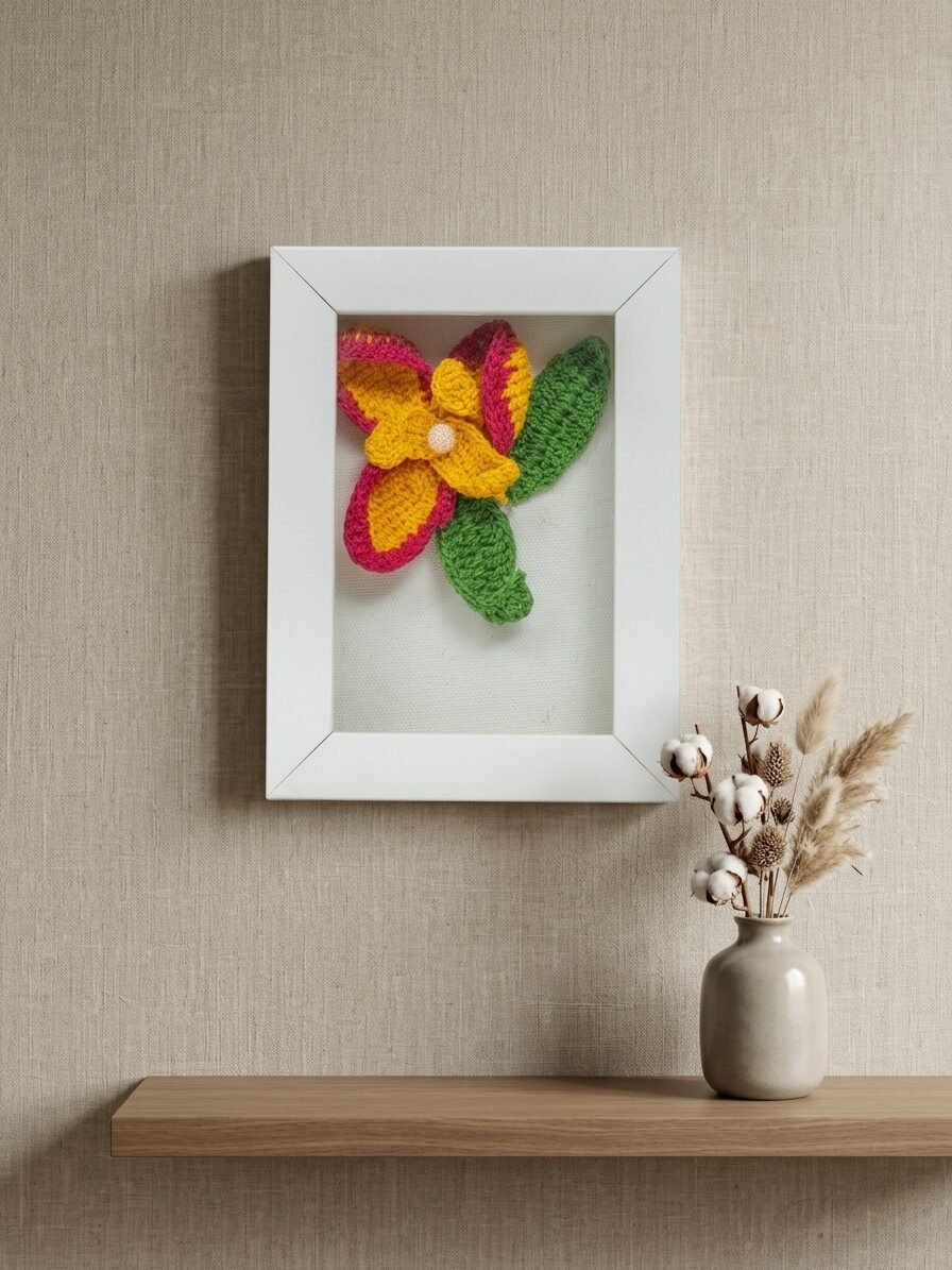Handmade floral artwork showcasing a beautiful single flower with creative elements