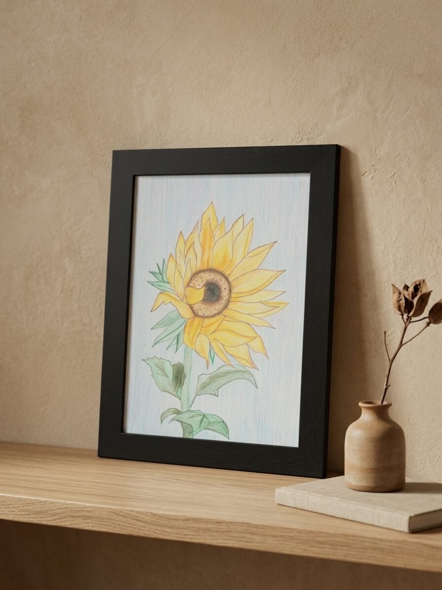 Creative flower illustration featuring sunflower petals and botanical elements