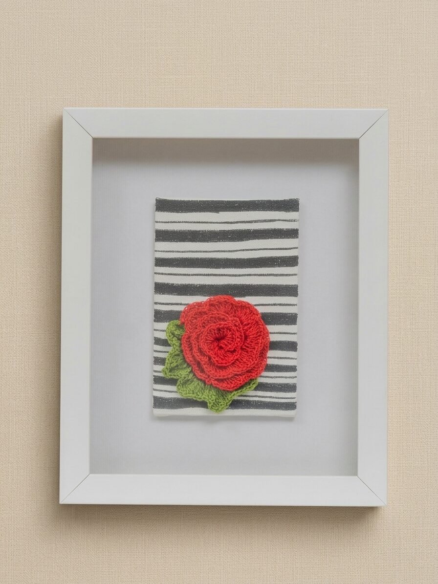 Scarlet Rose Crochet Wall Art