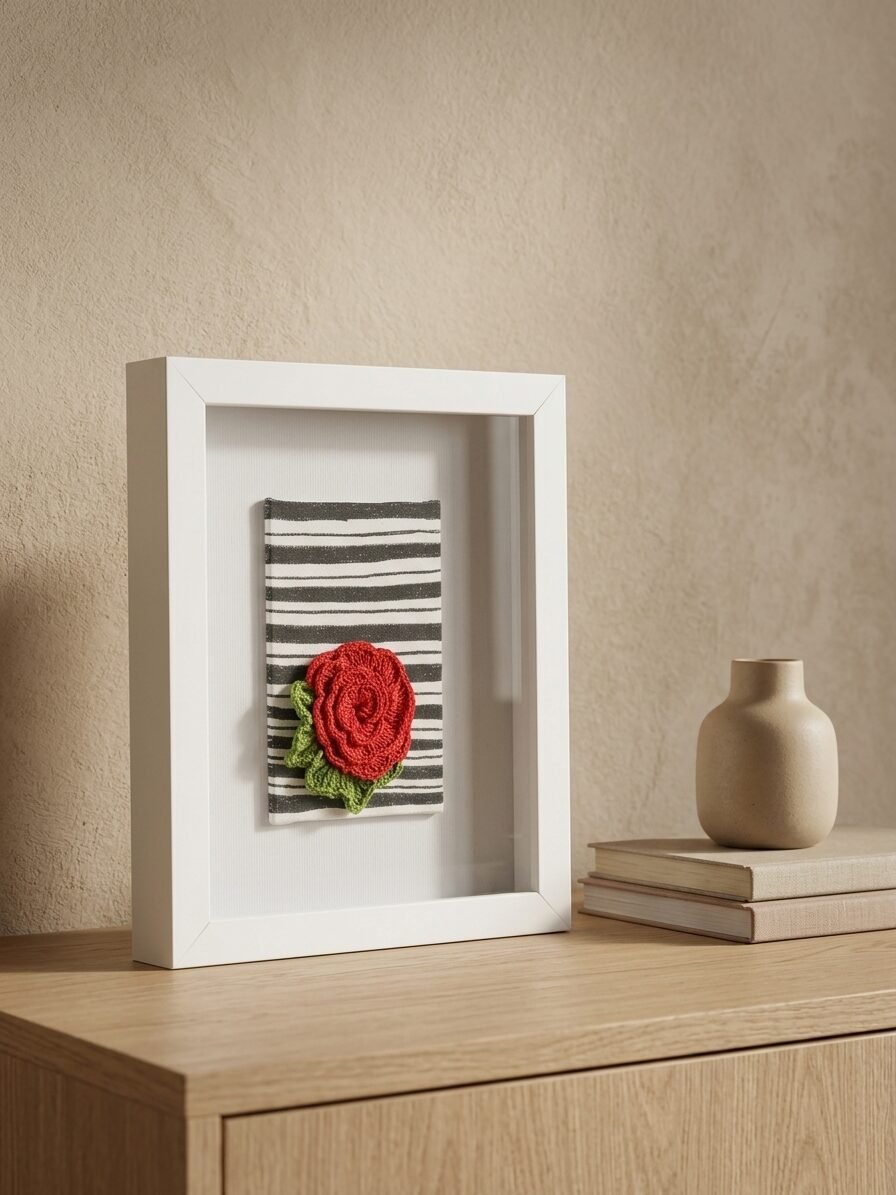 Creative floral illustration featuring a red rose with botanical elements