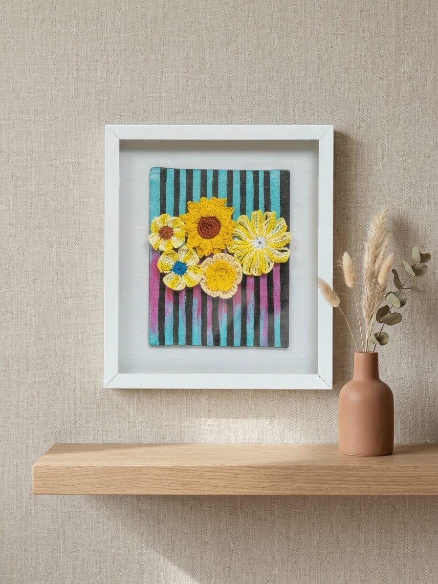Sunrise wall art with vibrant tones and elegant decorative patterns