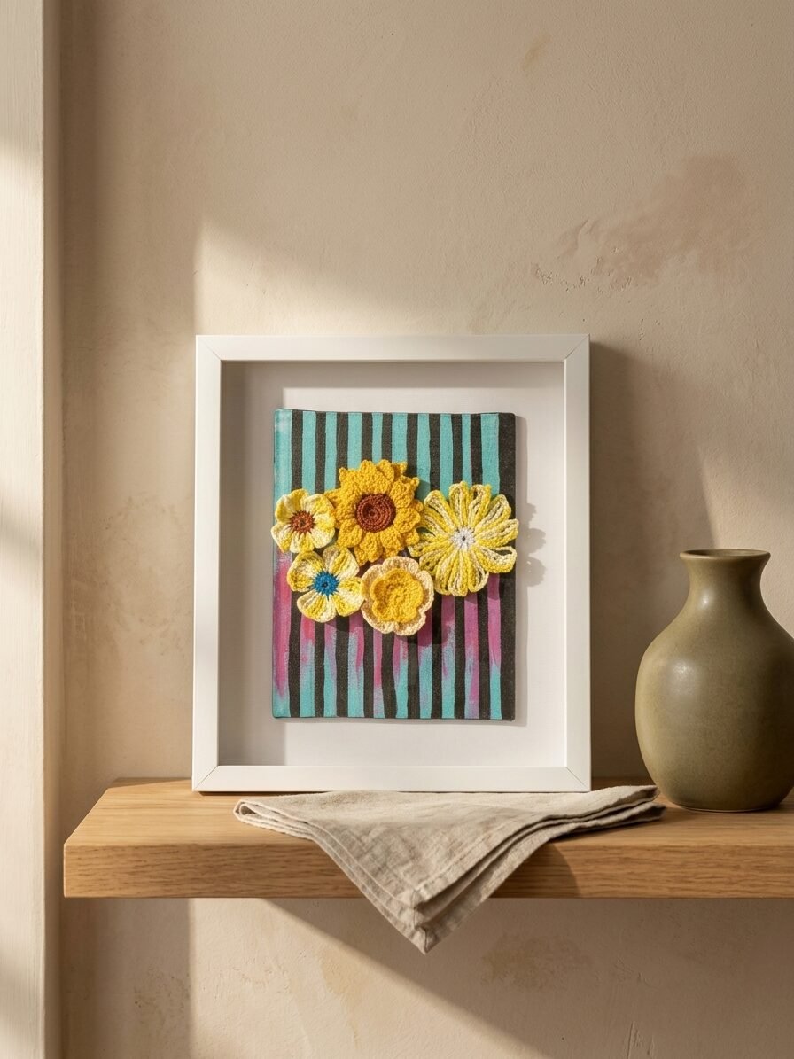 Sunrise artwork featuring golden light, warm colors, and nature inspired artistic details