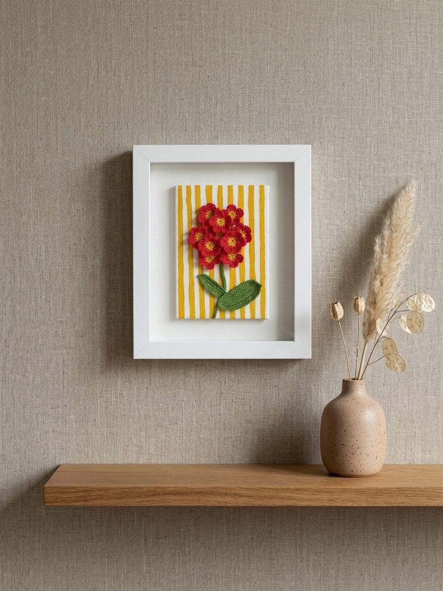 Summer Scarlet artwork featuring vibrant red tones, floral elements, and creative artistic details