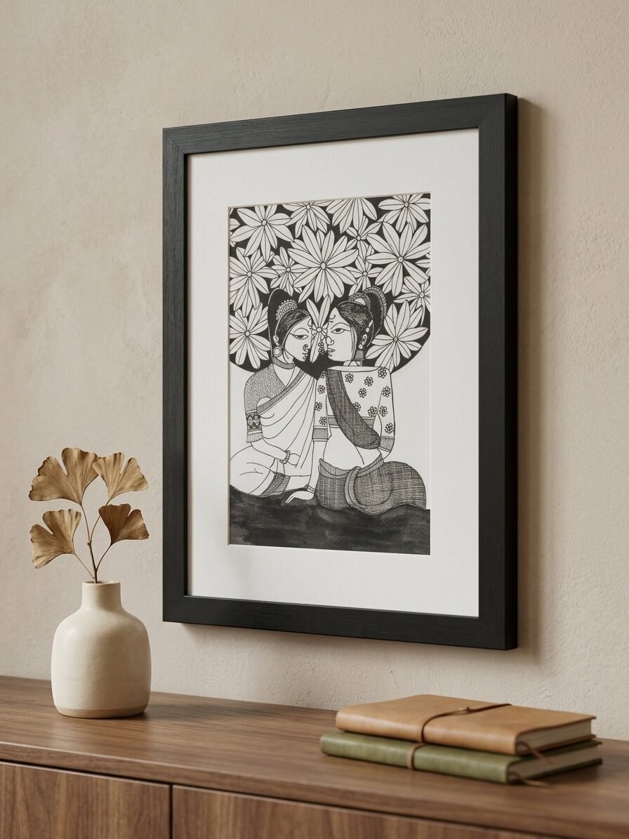 Handmade tribal artwork showcasing heritage inspired designs and creative expression