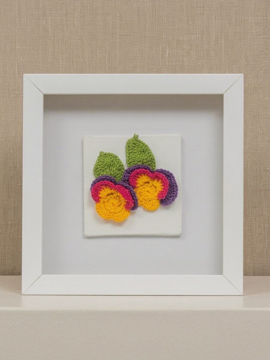 Twin Blossoms Crochet Wall Art
