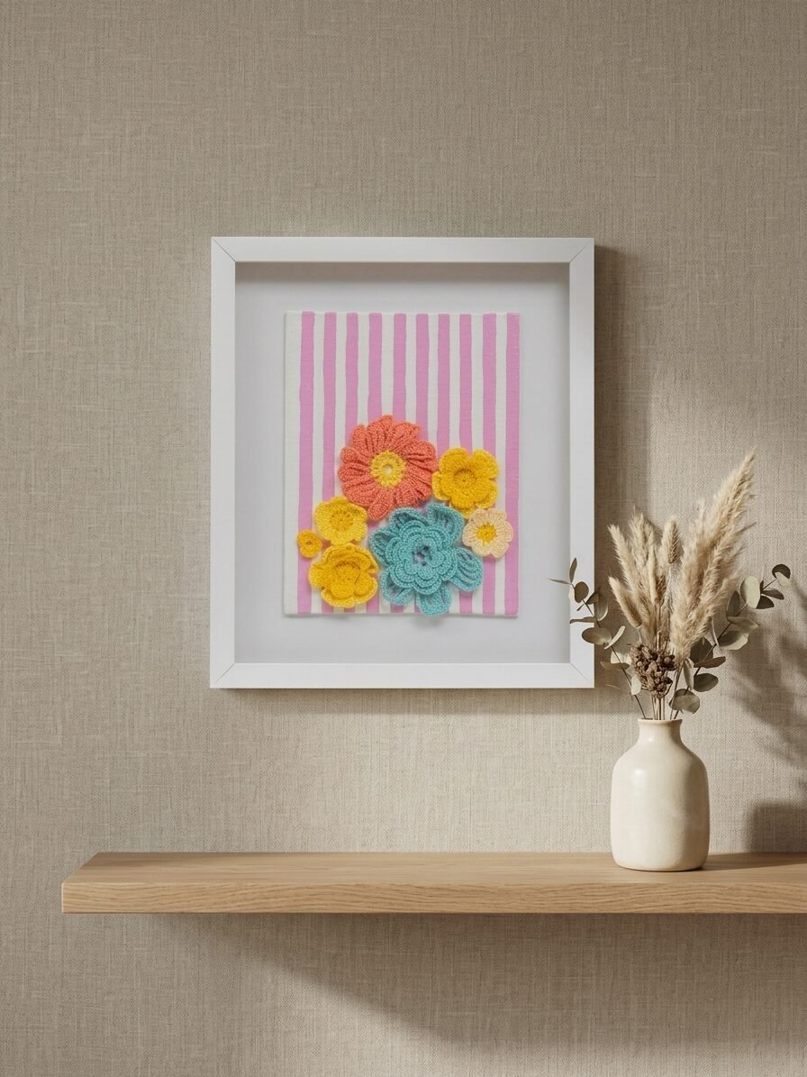Threadbloom wall art with delicate floral textures and handcrafted details